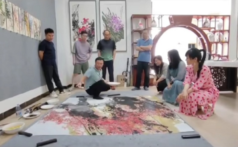 中美协、香港美协副主席马卫巍巨幅大写意泼墨破彩画